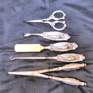 ANTIQUE SILVER MANICURE, VANITY ITEMS, WEBSTER CO. ART NOUVEAU STERLING